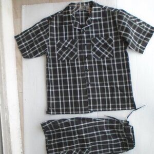 Regal Wear Mens Casual Shorts Set Size L Black/White Plaids